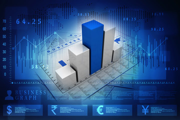 3d rendering Stock market online business concept. business Graph 