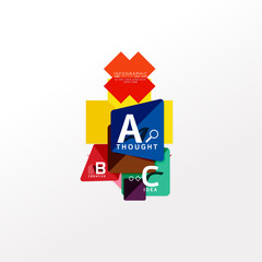 Geometric infographic banner, paper info diagram created with color shapes