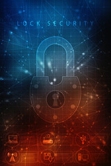 Fototapeta premium 2d illustration Safety concept: Closed Padlock on digital background