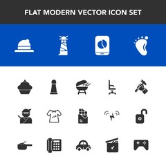 Modern, simple vector icon set with home, construction, cake, chair, comfortable, sweet, weapon, chart, king, newborn, armchair, builder, headwear, lighthouse, clothing, helmet, game, bar, chess icons