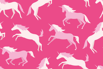 Fototapeta premium Seamless pattern with Colorful unicorns . flat style. isolated on pink background