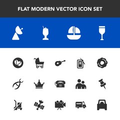 Modern, simple vector icon set with alcohol, king, tool, drill, caffeine, japan, crown, sea, radio, food, ink, coffee, vessel, bar, clinic, ocean, stroller, pram, suzuri, queen, royal, medical icons