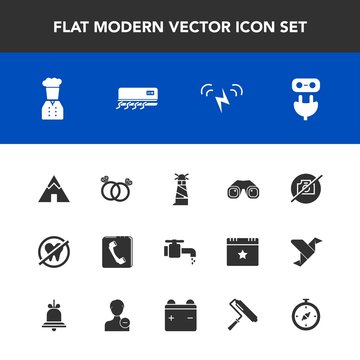 Modern, simple vector icon set with sea, ecology, electricity, faucet, conditioner, plug, chief, ring, light, internet, equipment, healthy, ocean, wedding, diamond, binocular, health, bathroom icons