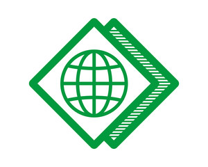 green globe earth rhombus image vector icon logo symbol