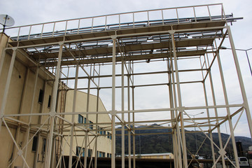 wide shot of metal construction