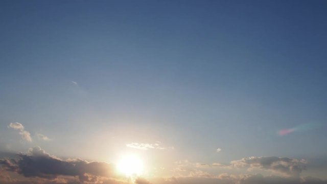 タイムラプス　夕日　雲の動き　微速度撮影
