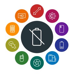 mobile, video, photos, cursors Infographic Colorful outline Icons Set. Contains such Icons as  click,  screen, hd,  rotate,  television,  black,  empty,  cell and more. Fully Editable. Pixel Perfect