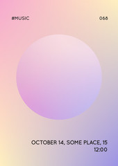 Holographic fluid with radial circles. Geometric shapes on gradient background. Modern hipster template for poster, covers, banners, flyers, report, brochure. Minimal holographic fluid in neon colors.