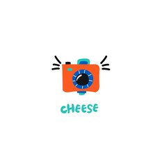 Cartoon camera and inscription: 