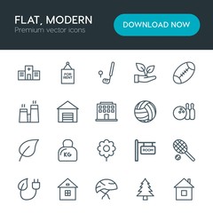 Modern Simple Set of sports, nature, buildings Vector outline Icons. Contains such Icons as  information,  energy,  house,  steel,  traffic and more on white background. Fully Editable. Pixel Perfect