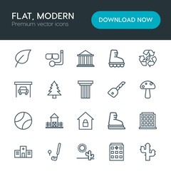 Modern Simple Set of sports, nature, buildings Vector outline Icons. Contains such Icons as  plant,  fun,  equipment,  dry,  architecture and more on white background. Fully Editable. Pixel Perfect