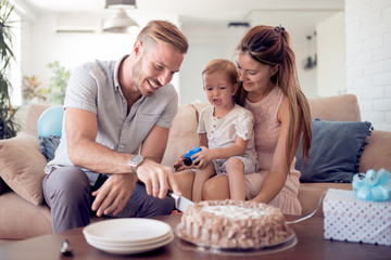 Little boy with his family