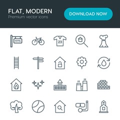 Modern Simple Set of sports, nature, buildings Vector outline Icons. Contains such Icons as  water,  architecture,  galaxy,  travel,  god and more on white background. Fully Editable. Pixel Perfect