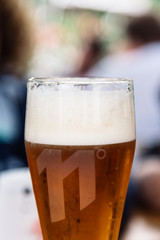 Close up of refreshing pint of lager beer