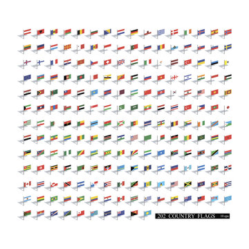 World 3d flags set. Vector illustration 10eps