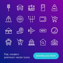 Modern Simple Set of transports, shopping, buildings Vector outline Icons. Contains such Icons as  sea,  transport, traffic,  estate,  and more on gradient background. Fully Editable. Pixel Perfect.