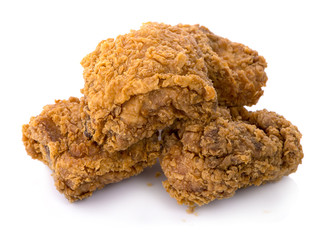 Fried chicken on white background