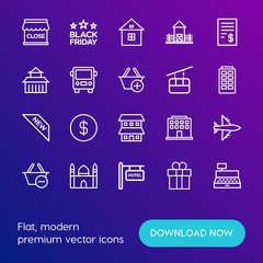 Modern Simple Set of transports, shopping, buildings Vector outline Icons. Contains such Icons as  cheque,  religion,  basket,  nature and more on gradient background. Fully Editable. Pixel Perfect.