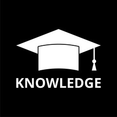 Graduation cap, Knowledge icon on dark background