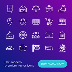 Modern Simple Set of transports, shopping, buildings Vector outline Icons. Contains such Icons as  repair,  text,  department, hydrant and more on gradient background. Fully Editable. Pixel Perfect.