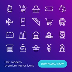 Modern Simple Set of transports, shopping, buildings Vector outline Icons. Contains such Icons as  storehouse,  nature,  motorcycle, new and more on gradient background. Fully Editable. Pixel Perfect.