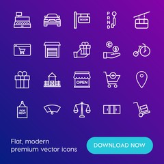 Modern Simple Set of transports, shopping, buildings Vector outline Icons. Contains such Icons as  sky, train,  road,  transportation and more on gradient background. Fully Editable. Pixel Perfect.