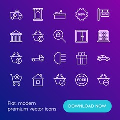 Modern Simple Set of transports, shopping, buildings Vector outline Icons. Contains such Icons as  sign, button, sign,  building,  truck and more on gradient background. Fully Editable. Pixel Perfect.