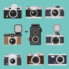 Set of camera vintage Flat design