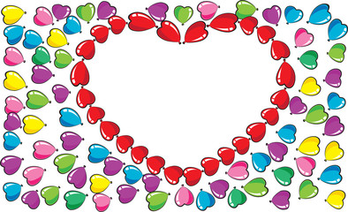 Balloons with heart shape border