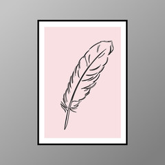 Feather poster for interior decor