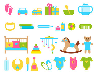 Toys and Childish Objects Set Vector Illustration