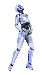 3D Rendering Female Robot on White