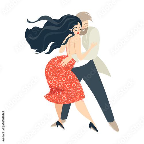 Cartoon Couple Dancing Salsa Cuban Dance Isolated Vector