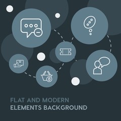 chat and messenger, shopping outline vector icons and elements background with circle bubbles networks.Multipurpose use on websites, presentations, brochures and more