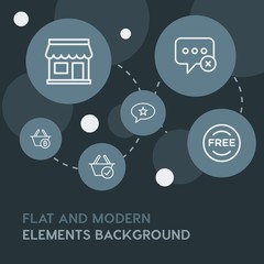 chat and messenger, shopping outline vector icons and elements background with circle bubbles networks.Multipurpose use on websites, presentations, brochures and more