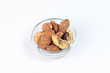 Spice herb almond Cashew nut mix in bowl