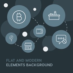 chat and messenger, shopping outline vector icons and elements background with circle bubbles networks.Multipurpose use on websites, presentations, brochures and more