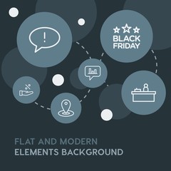 chat and messenger, shopping outline vector icons and elements background with circle bubbles networks.Multipurpose use on websites, presentations, brochures and more