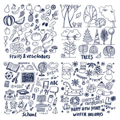Four Layouts Sample of Fruits Trees School Holiday