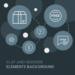 chat and messenger, shopping outline vector icons and elements background with circle bubbles networks.Multipurpose use on websites, presentations, brochures and more