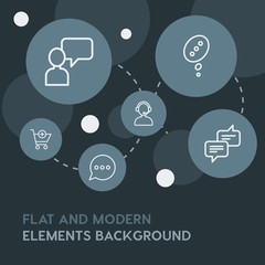 chat and messenger, shopping outline vector icons and elements background with circle bubbles networks.Multipurpose use on websites, presentations, brochures and more