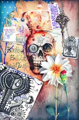 Poster Schädel, Skelett ein Gosth mit gruseliger Landschaft © Rosario Rizzo
