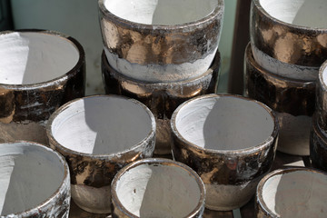 Handmade clay interior items for home and garden decoration
