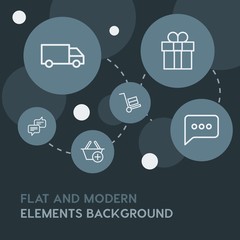 chat and messenger, shopping outline vector icons and elements background with circle bubbles networks.Multipurpose use on websites, presentations, brochures and more