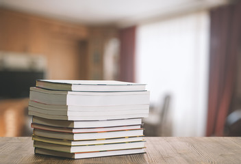 books on wooden table
