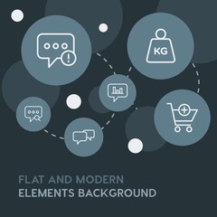 chat and messenger, shopping outline vector icons and elements background with circle bubbles networks.Multipurpose use on websites, presentations, brochures and more