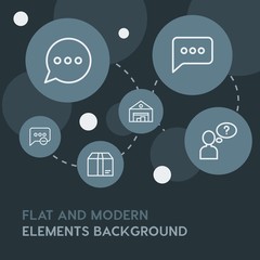 chat and messenger, shopping outline vector icons and elements background with circle bubbles networks.Multipurpose use on websites, presentations, brochures and more