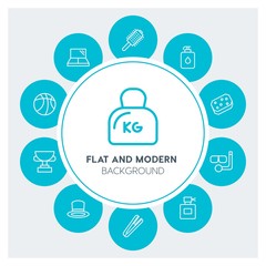 clothes, sports, beauty and cosmetics Infographic Circle outline Icons Set. Contains such Icons as  business,  website,  elements,  background,  pattern,  care and more. Fully Editable. Pixel Perfect