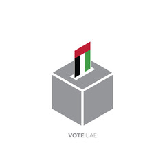 United Arab Emirates voting concept. National flag and ballot box.