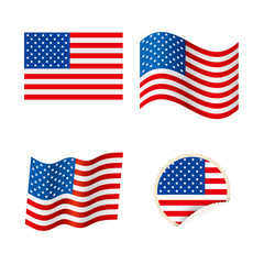 American flag design,badges and flags set.
